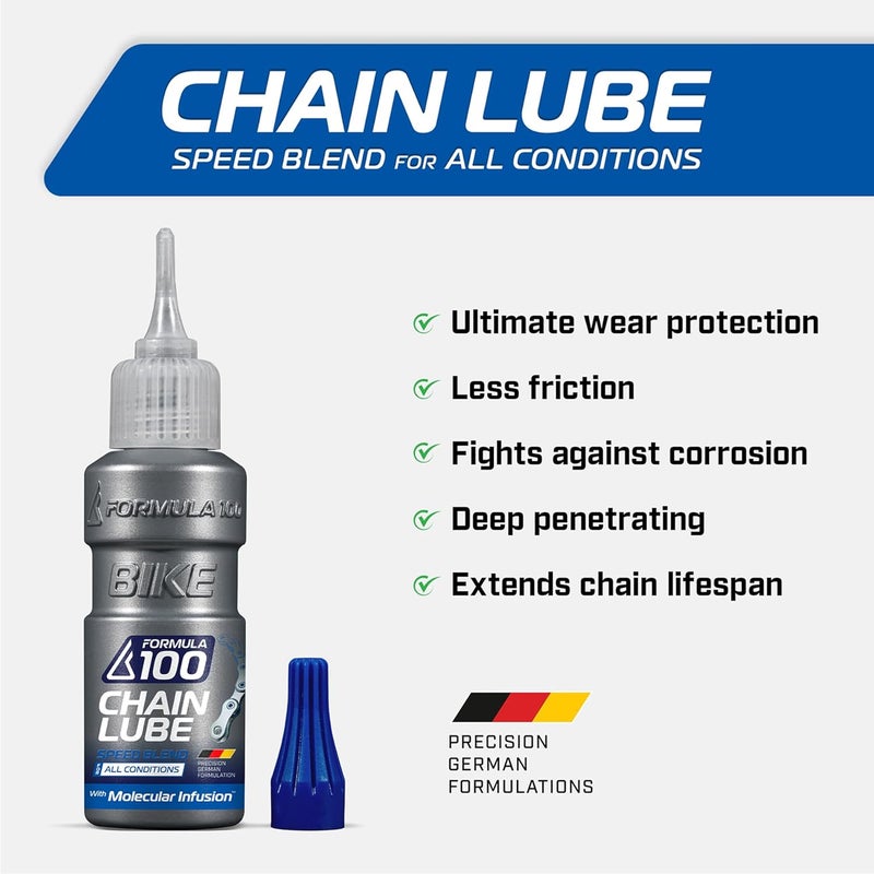 Formula 100 All Conditions Bike Chain Lube – All-Weather Lubricant for Bicycles & Electric Bikes – Protects Against Wear, Reduces Friction, Fights Corrosion – 50ml (1.69 oz) - Image 2